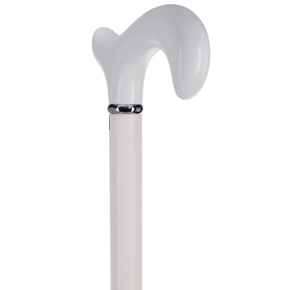 Sleek White Derby Handle: Beechwood Shaft with Polished Finish