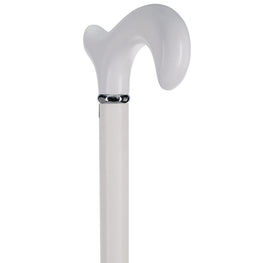 Scratch and Dent Sleek White Derby Handle: Beechwood Shaft with Polished Finish V3378