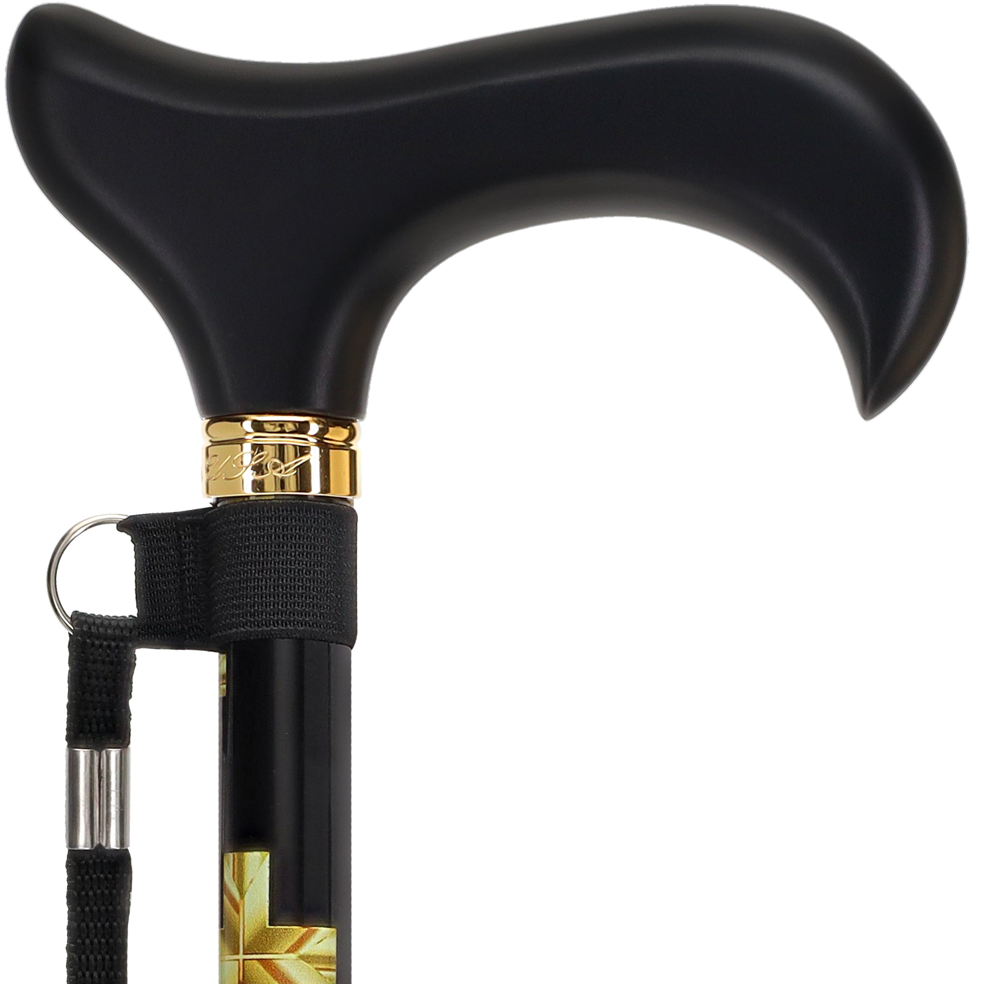 Golden Cross Folding Cane: Adjustable Derby, Wooden Handle