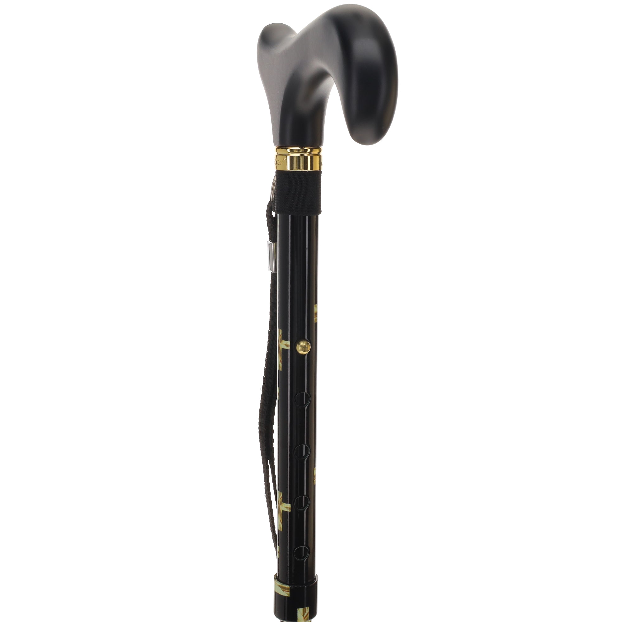 Golden Cross Folding Cane: Adjustable Derby, Wooden Handle