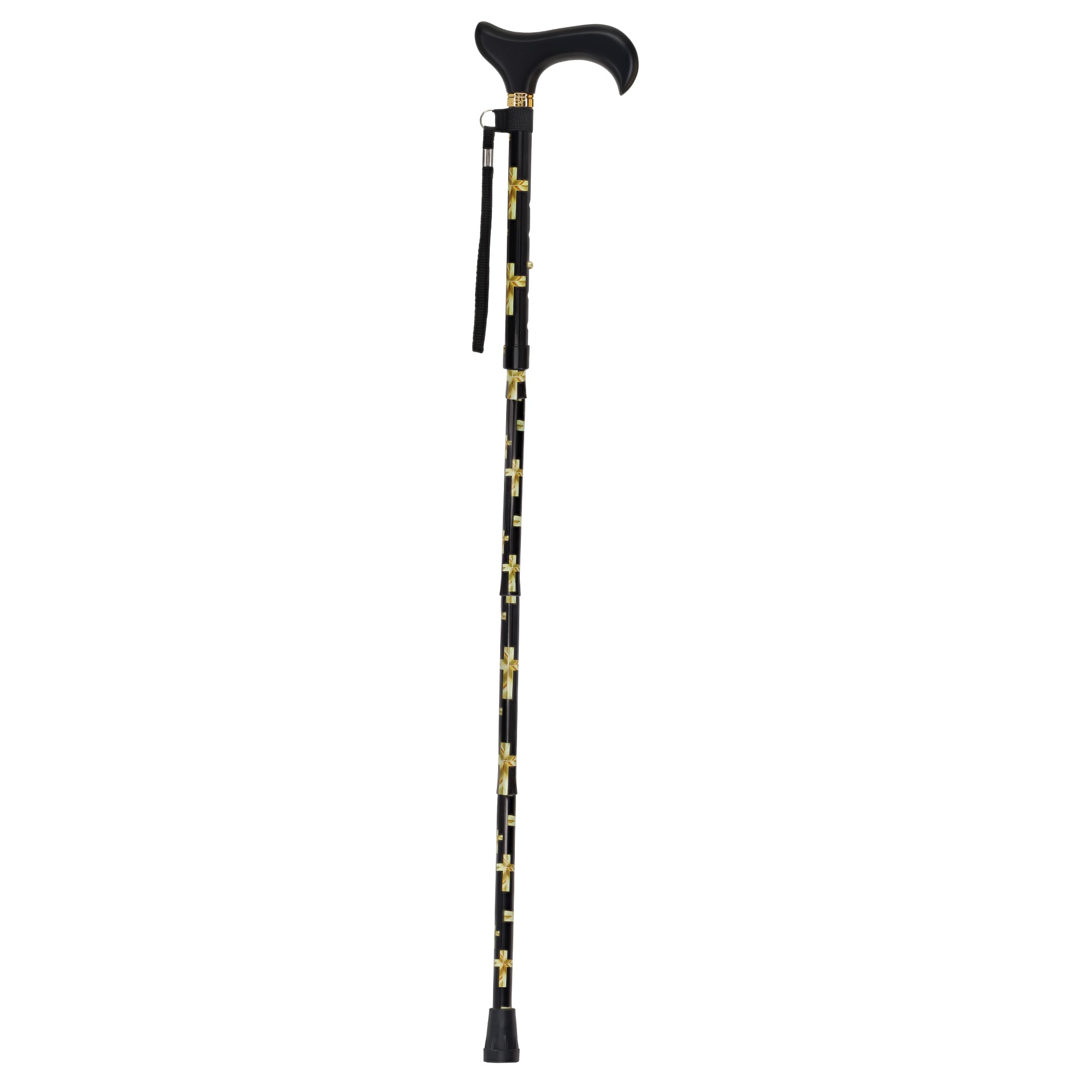 Golden Cross Folding Cane: Adjustable Derby, Wooden Handle