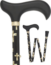 Golden Cross Folding Cane: Adjustable Derby, Wooden Handle