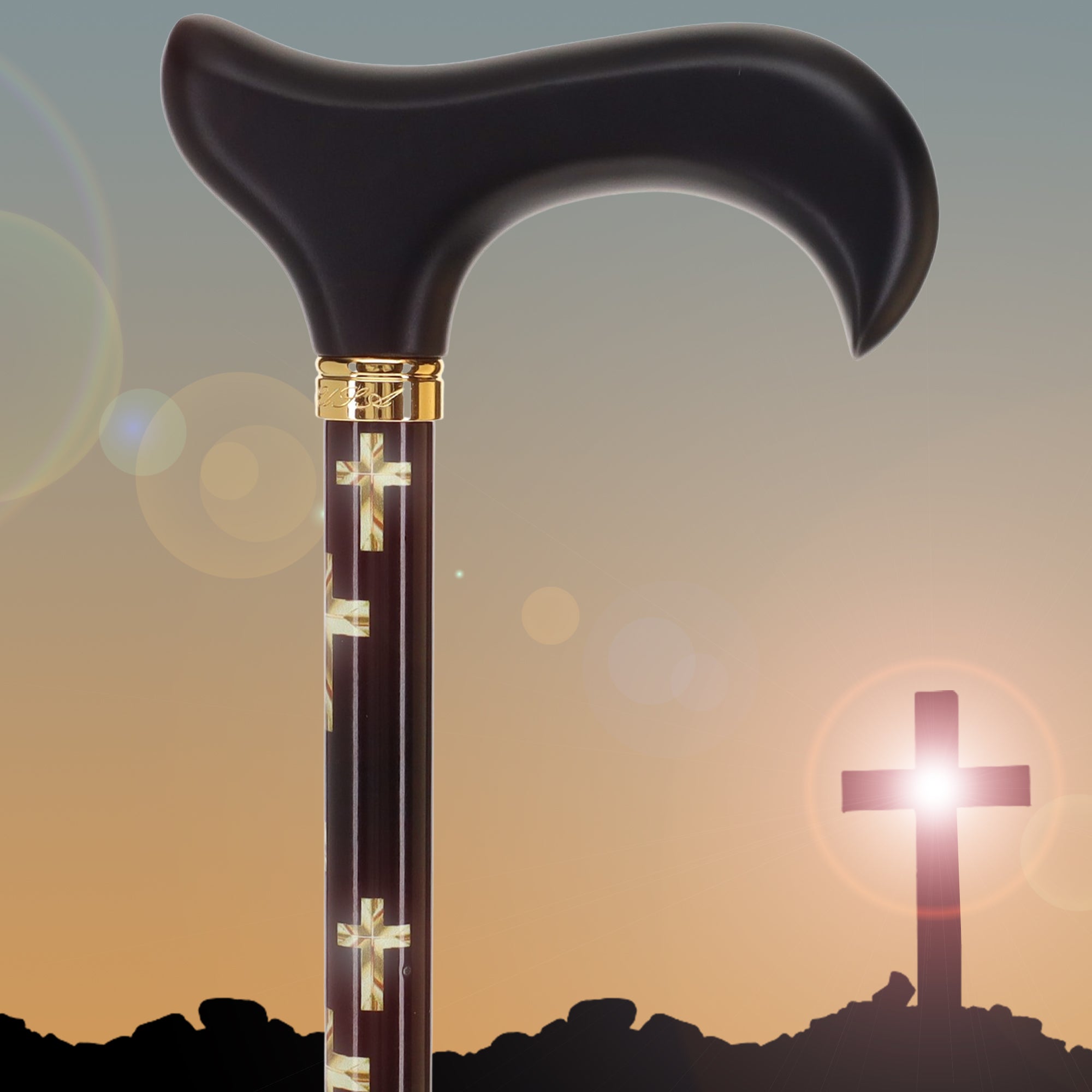 Golden Cross: Elegance & Comfort - Wooden Handle