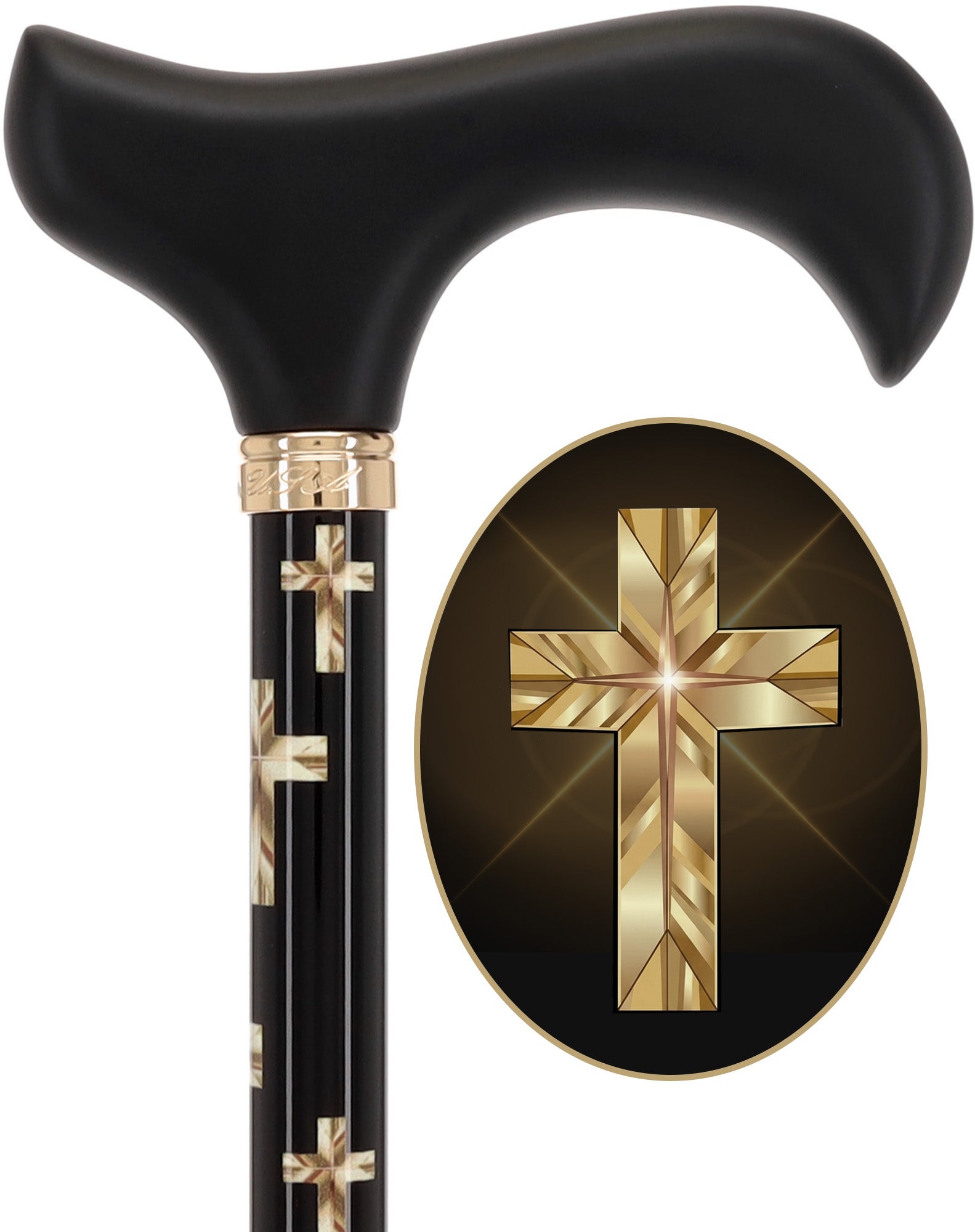 Golden Cross: Elegance & Comfort - Wooden Handle