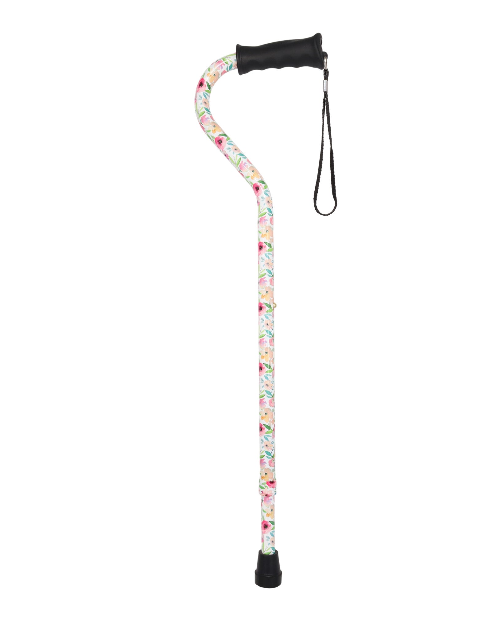 Watercolor Flowers Vivienne May Convertible Quad Base Walking Cane with Comfort Grip - Adjustable Sh