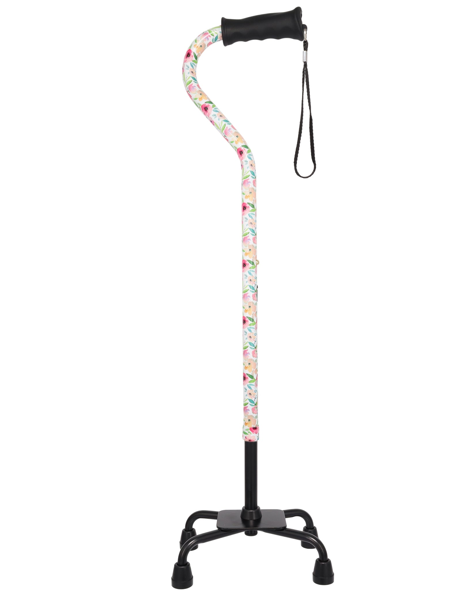 Pink Vivienne May Convertible Quad Base Walking Cane with Comfort Grip - Adjustable Shaft