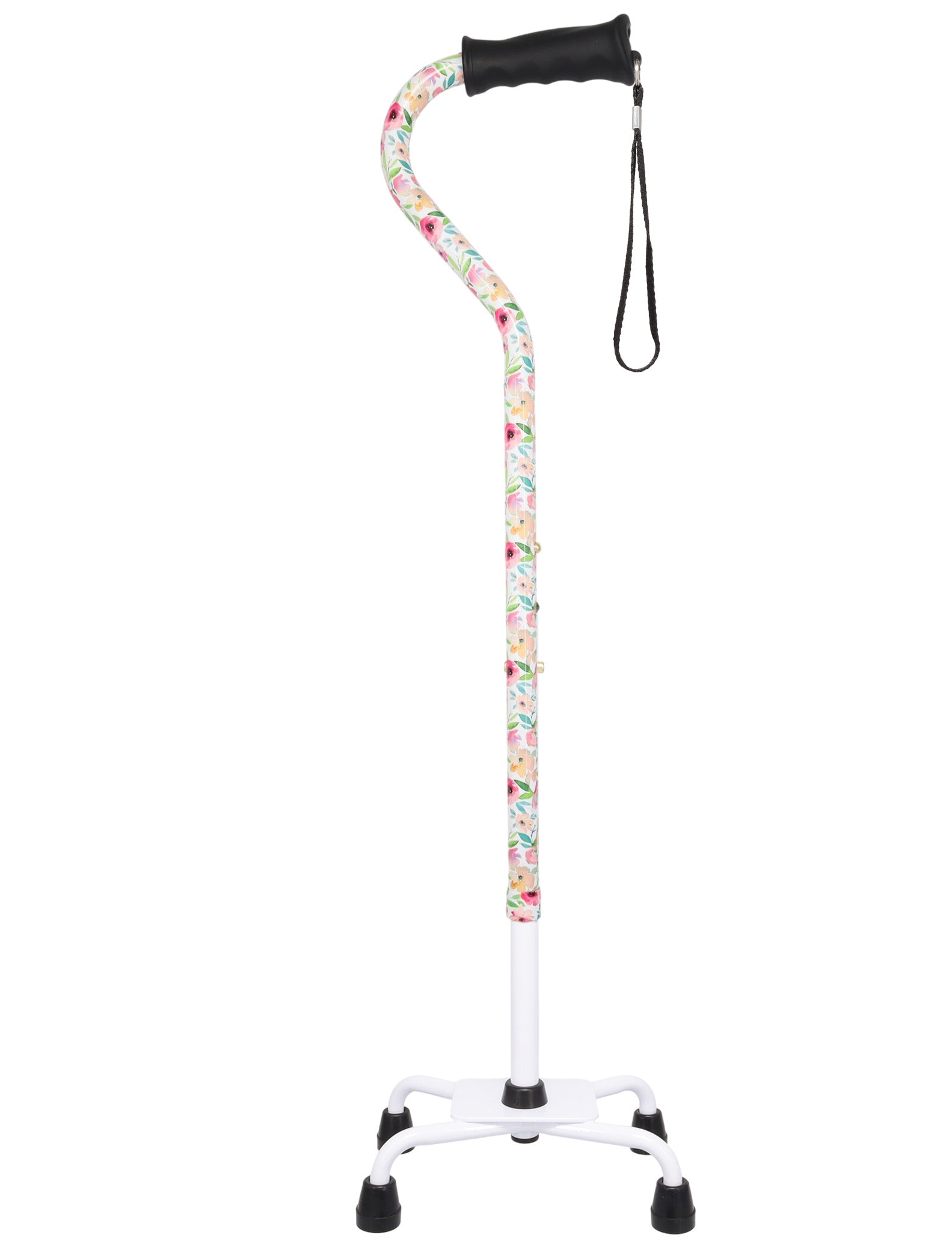 Pink Vivienne May Convertible Quad Base Walking Cane with Comfort Grip - Adjustable Shaft