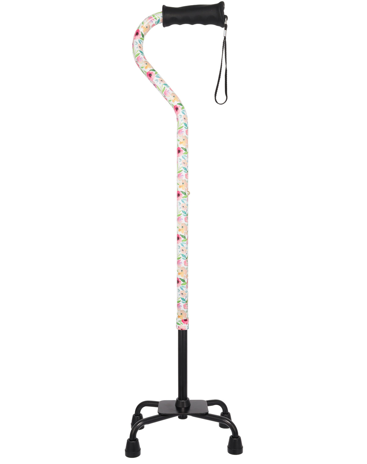 Pink Vivienne May Convertible Quad Base Walking Cane with Comfort Grip - Adjustable Shaft