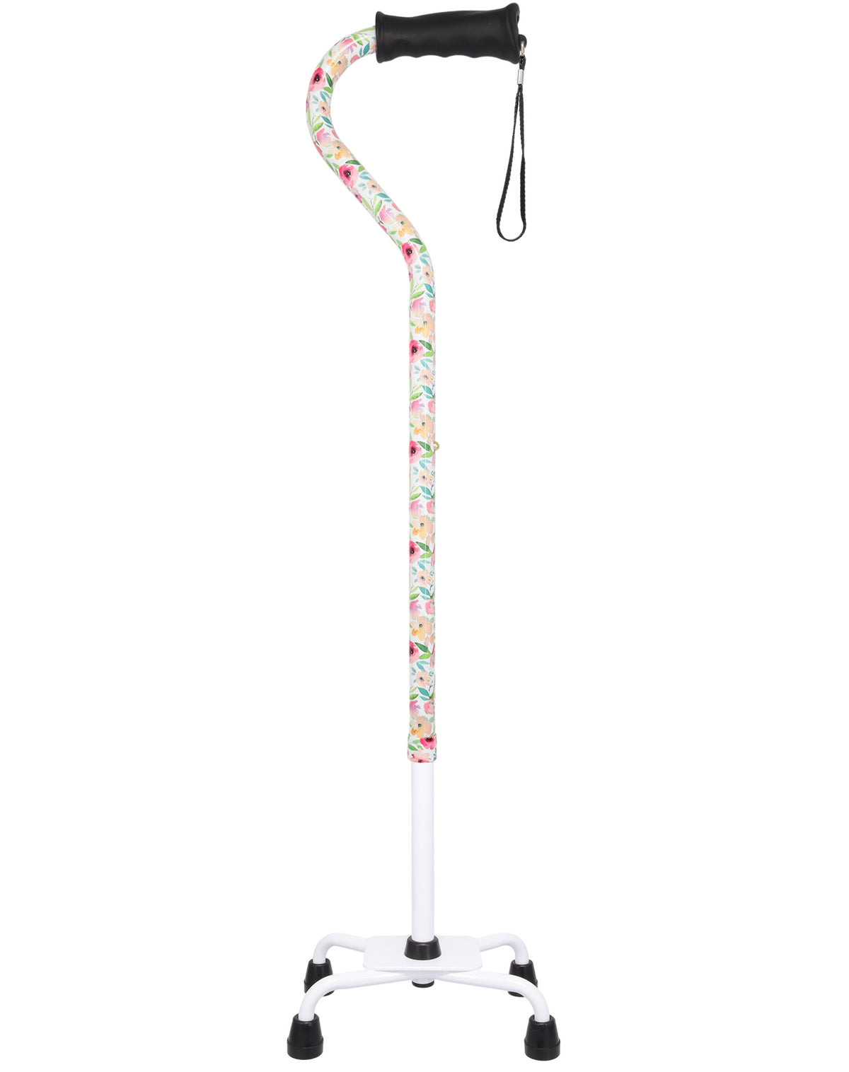 Pink Vivienne May Convertible Quad Base Walking Cane with Comfort Grip - Adjustable Shaft