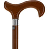 Scratch and Dent House Walnut Stained Beechwood Derby Walking Cane with Stainless Steel Collar V2027