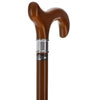 House Walnut Stained Beechwood Derby Walking Cane with Stainless Steel Collar
