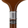 Scratch and Dent House Walnut Stained Beechwood Derby Walking Cane with Stainless Steel Collar V2027