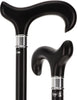 Luxury Sleek Black Derby Cane - Stainless Steel Collar