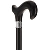 Sleek Black-Finished Derby Walking Cane with Stainless Steel Collar