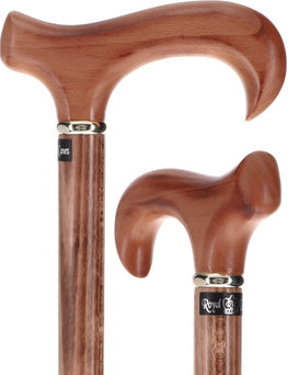 Scorched Beechwood Derby Cane - Silver Collar