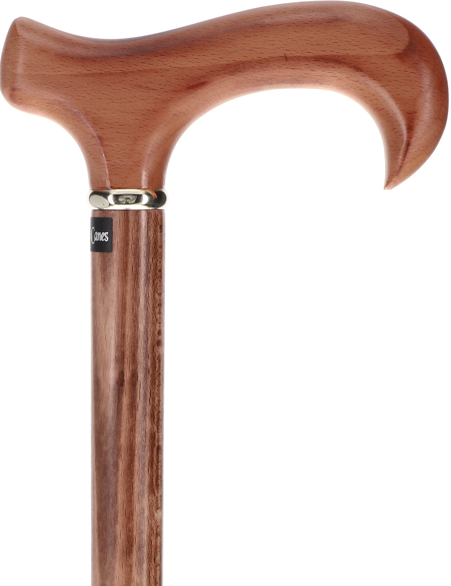 Scorched Beechwood Derby Cane - Silver Collar