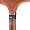 Scorched Beechwood Derby Walking Cane With Scorched Beechwood Shaft and Silver Collar