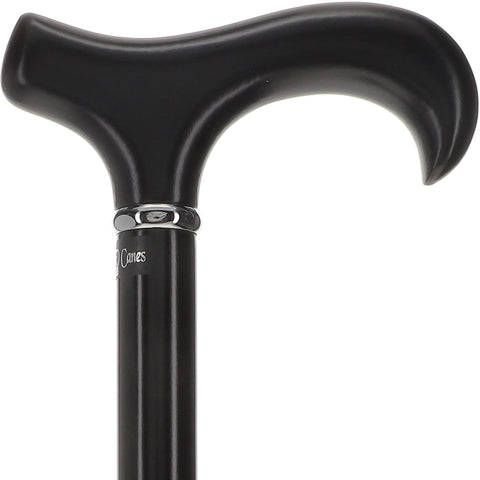 Scratch and Dent Royal Black Derby Walking Cane With Beechwood Shaft and Silver Collar V2264