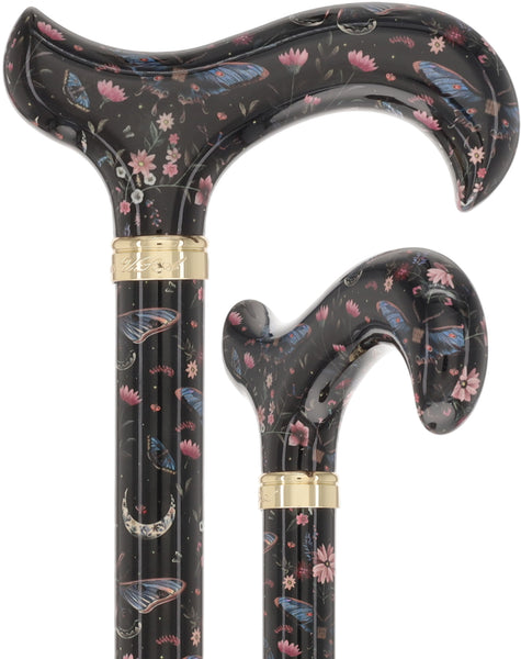 The Night Garden Designer Cane:  Patterned Derby Handle