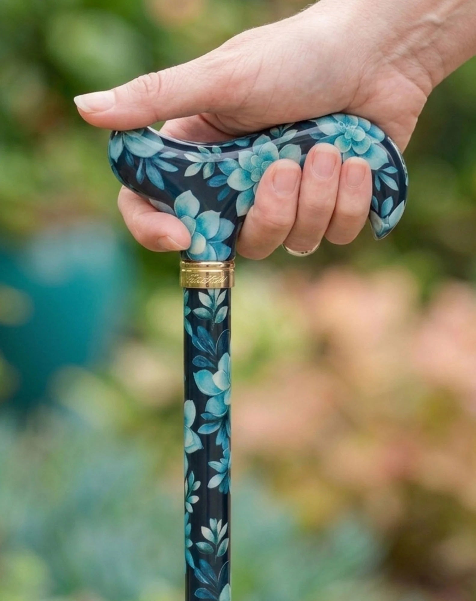 FashionStix Blue Bloom Succulents: Adjustable Designer Cane