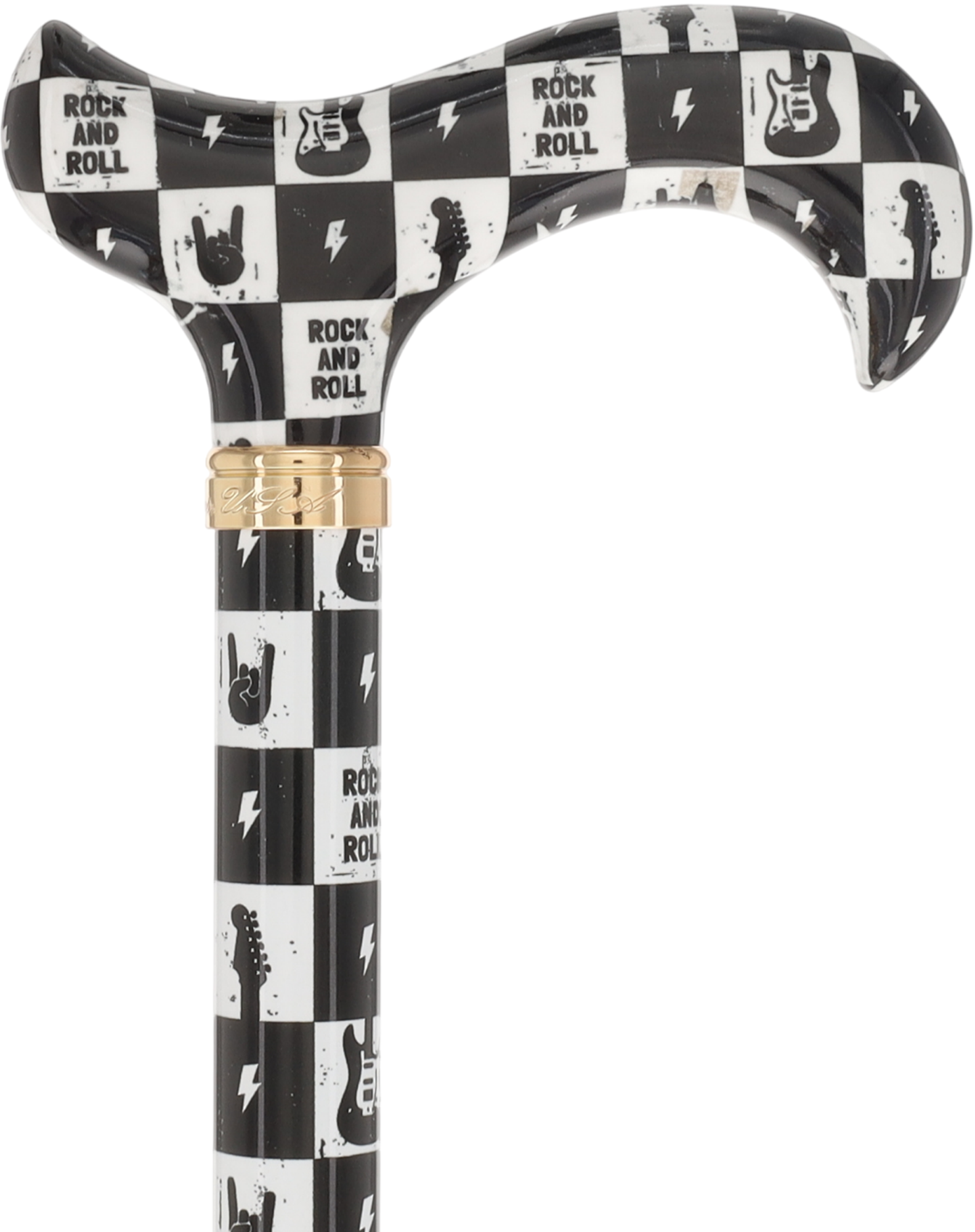 The Iconic Walk & Roll Designer Cane:  Patterned Derby Handle