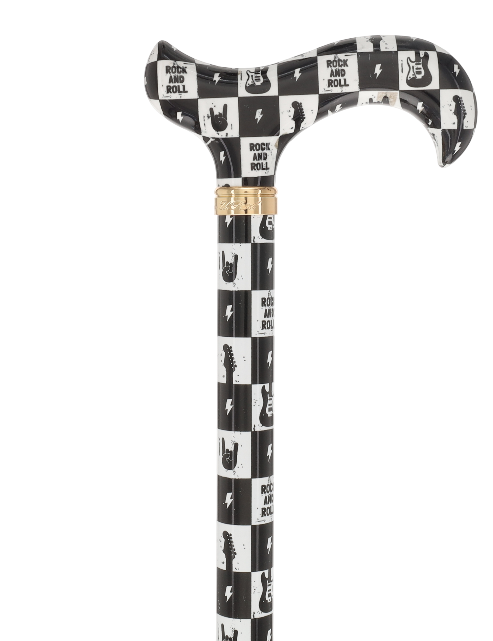 The Iconic Walk & Roll Designer Cane:  Patterned Derby Handle