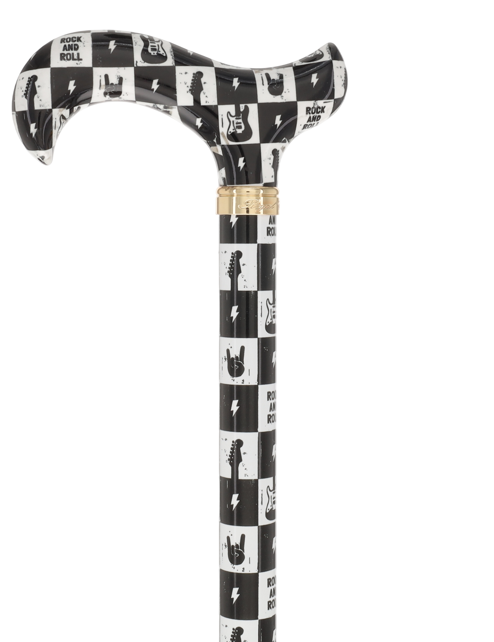 The Iconic Walk & Roll Designer Cane:  Patterned Derby Handle