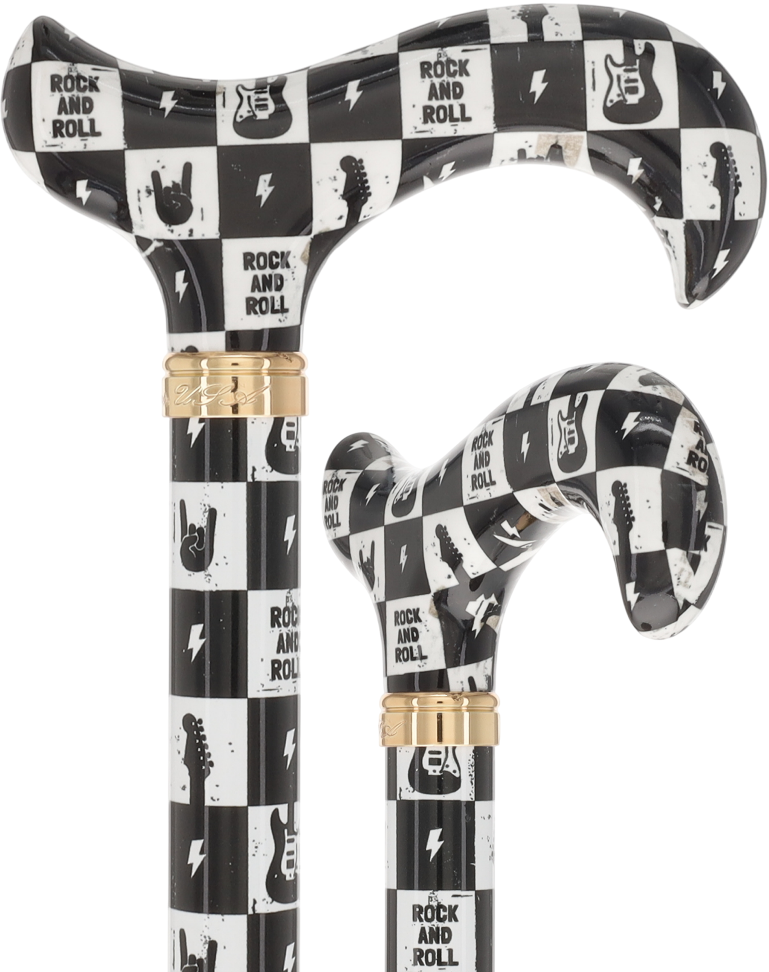 The Iconic Walk & Roll Designer Cane:  Patterned Derby Handle