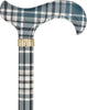 Classic Plaid Adjustable Walking Cane - Navy/Brown Straight Shaft