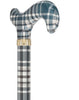 Classic Plaid Adjustable Walking Cane - Navy/Brown Straight Shaft