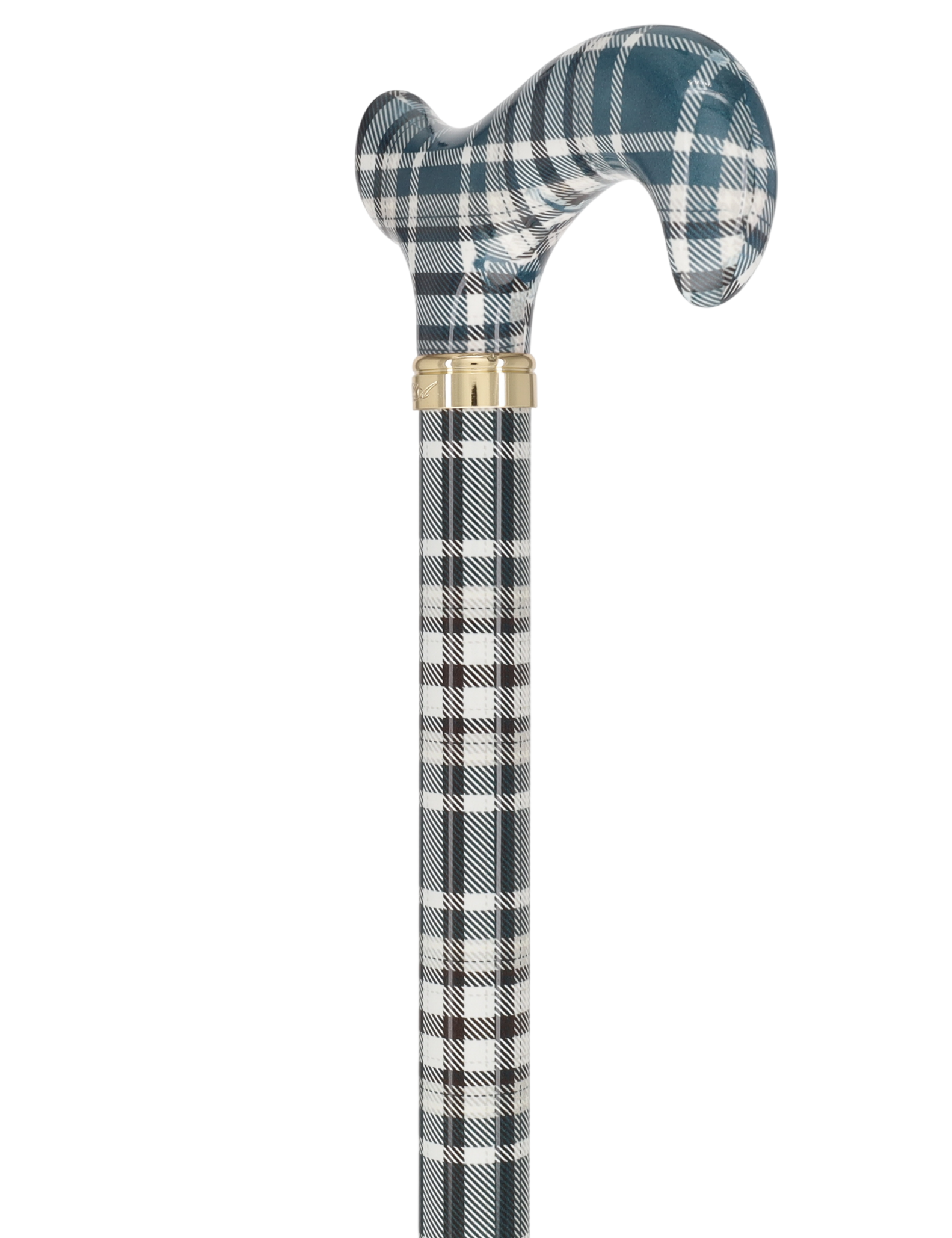 Classic Plaid Adjustable Walking Cane - Navy/Brown Straight Shaft