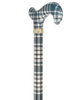 Classic Plaid Adjustable Walking Cane - Navy/Brown Straight Shaft