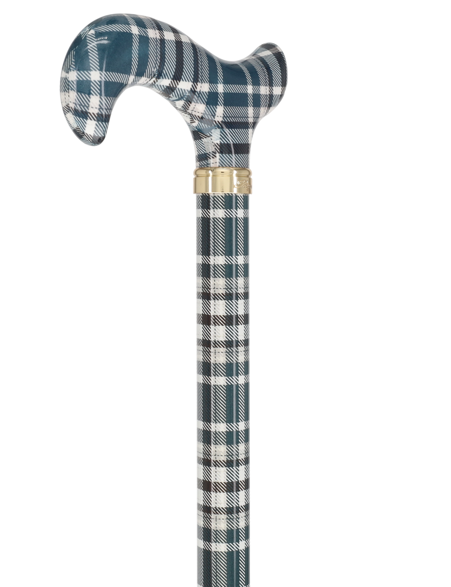 Classic Plaid Adjustable Walking Cane - Navy/Brown Straight Shaft