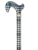 Classic Plaid Adjustable Walking Cane - Navy/Brown Straight Shaft