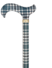 Classic Plaid Adjustable Walking Cane - Navy/Brown Straight Shaft