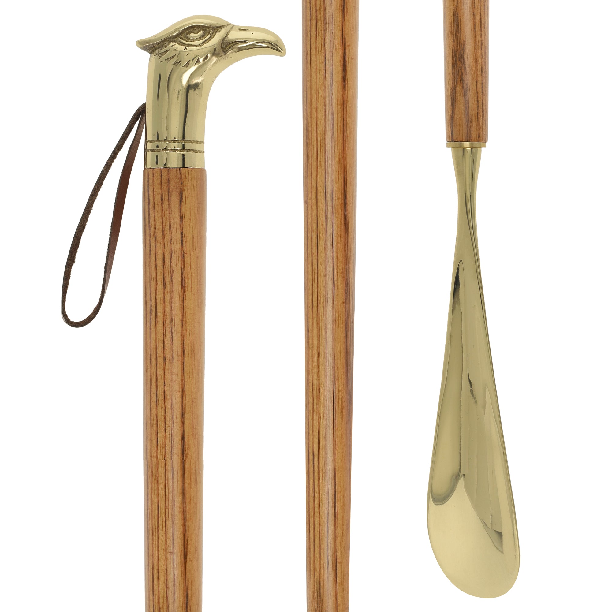 Shoe Horn Elegance: Brass Eagle Head, Durable Ash Wood Handle