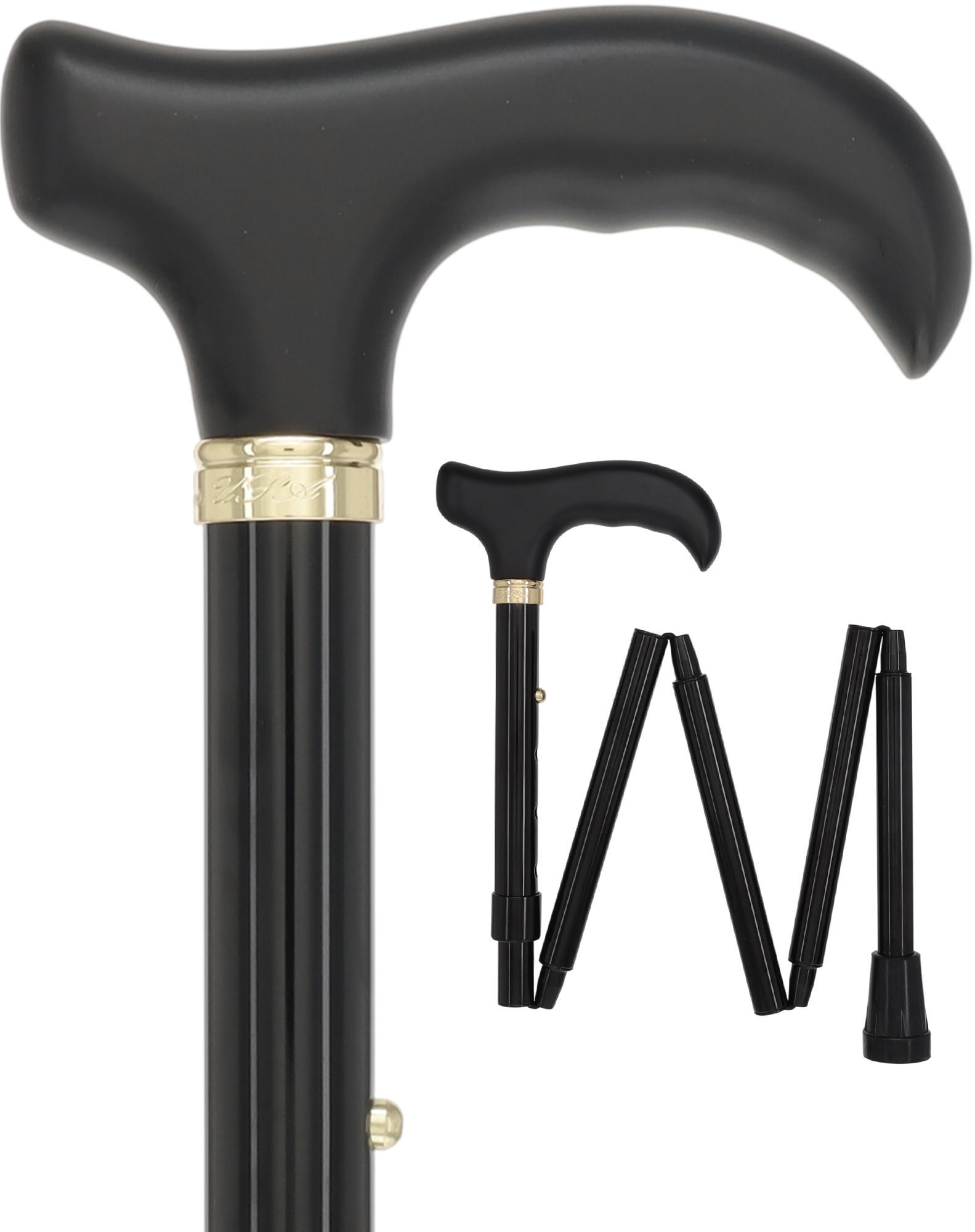 Black Mini Compact: Adjustable Folding Cane with Zipper Bag