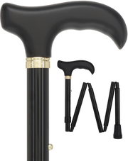 Black Mini Compact: Adjustable Folding Cane with Zipper Bag