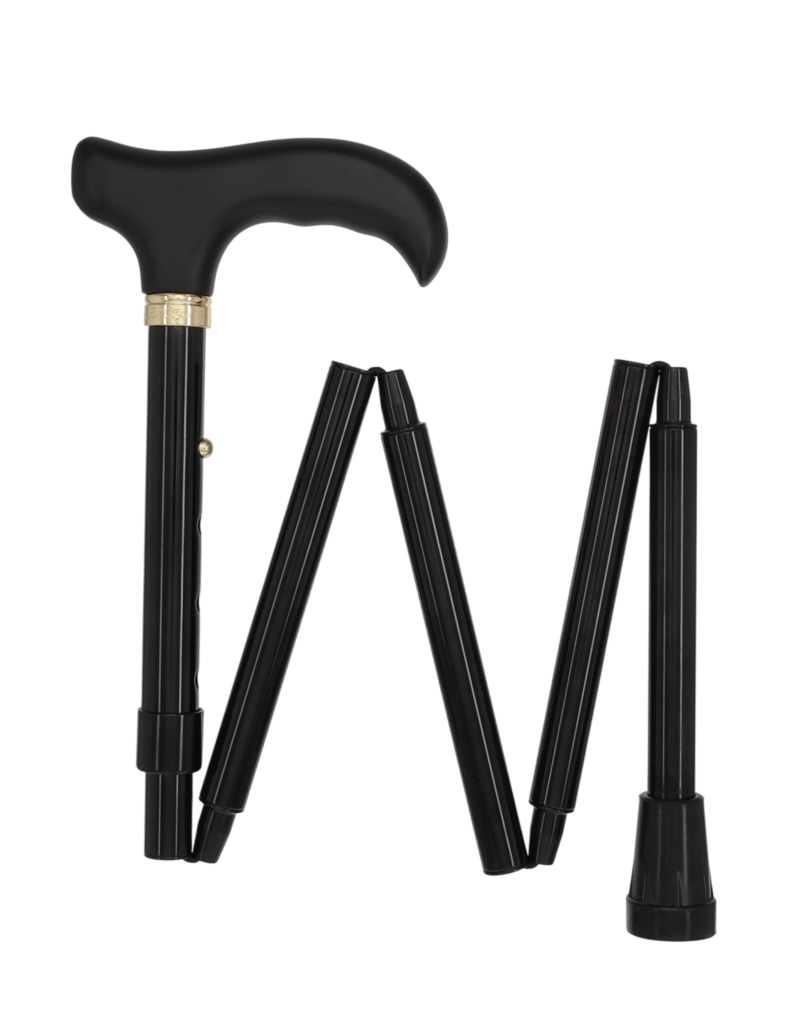 Black Mini Compact: Adjustable Folding Cane with Zipper Bag