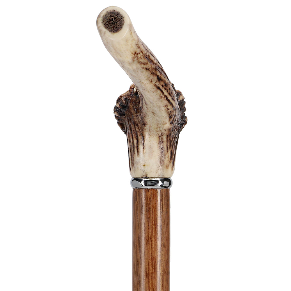 Scratch and Dent Exclusive Genuine Deer Stag Horn Cane with Ovangkol Wood Shaft V3139