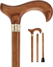 Luxury Oak Derby Cane - 3 Piece & Brass Embossed Collar