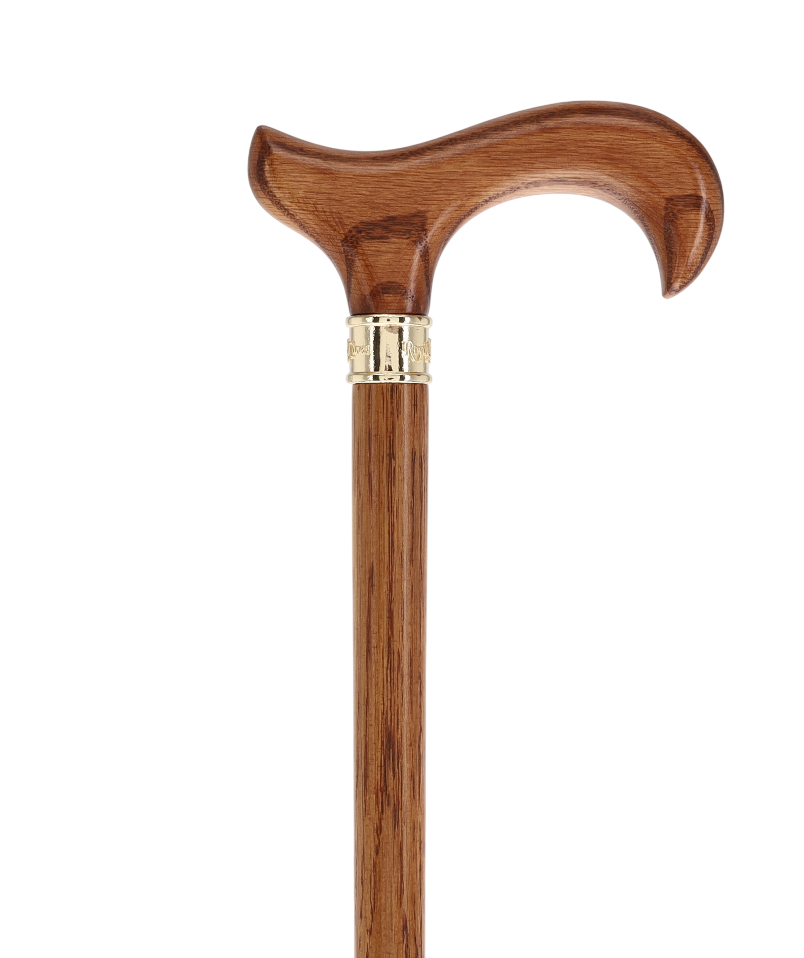 Luxury Oak Derby Cane - 3 Piece & Brass Embossed Collar