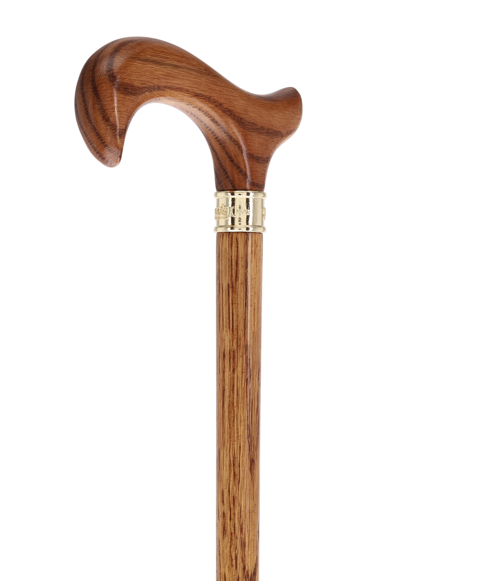 Luxury Oak Derby Cane - 3 Piece & Brass Embossed Collar
