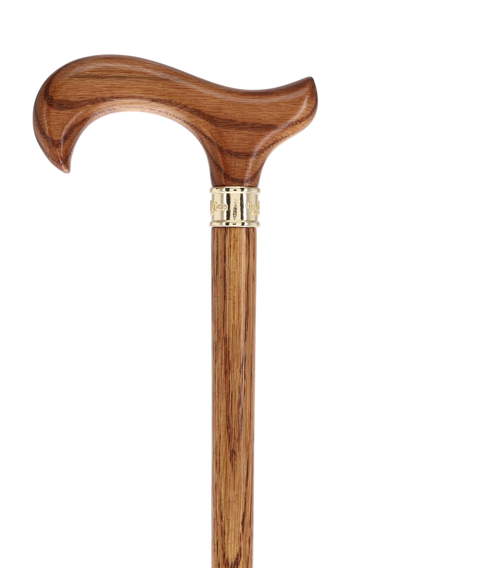Luxury Oak Derby Cane - 3 Piece & Brass Embossed Collar