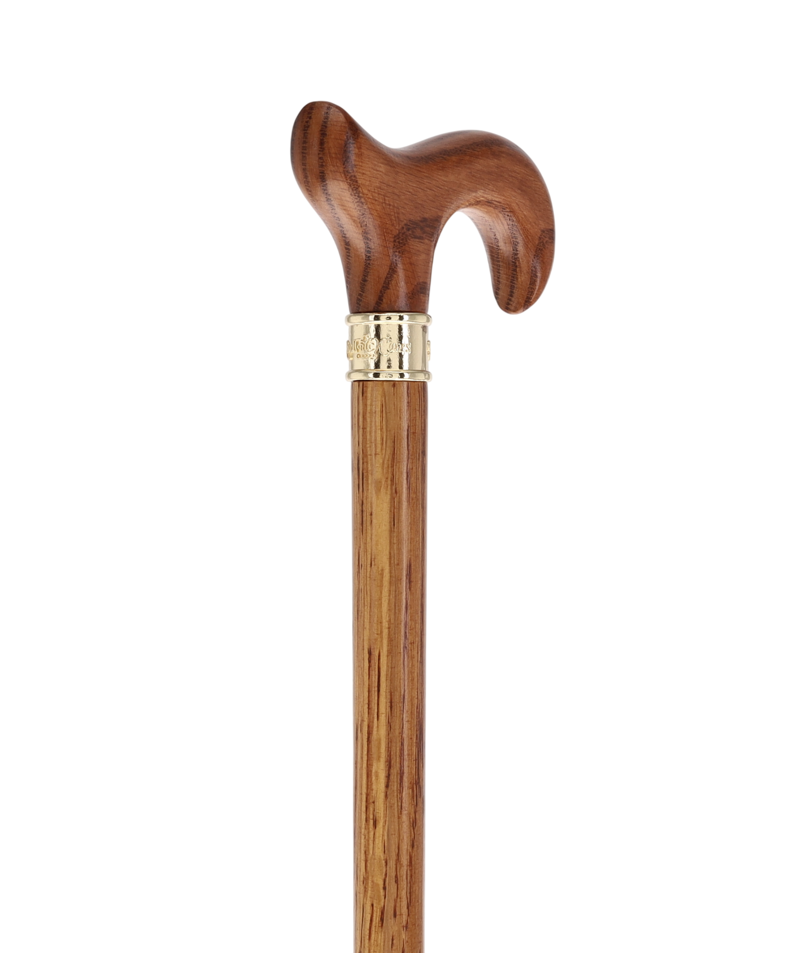 Luxury Oak Derby Cane - 3 Piece & Brass Embossed Collar
