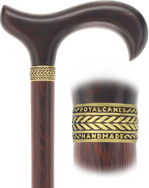 Luxury Wenge Derby Cane - 3-Piece with Brass Collar