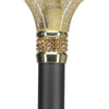 Gold Sparkle Designer Glitter Derby Handle Walking Cane w/ Rhinestone Collar