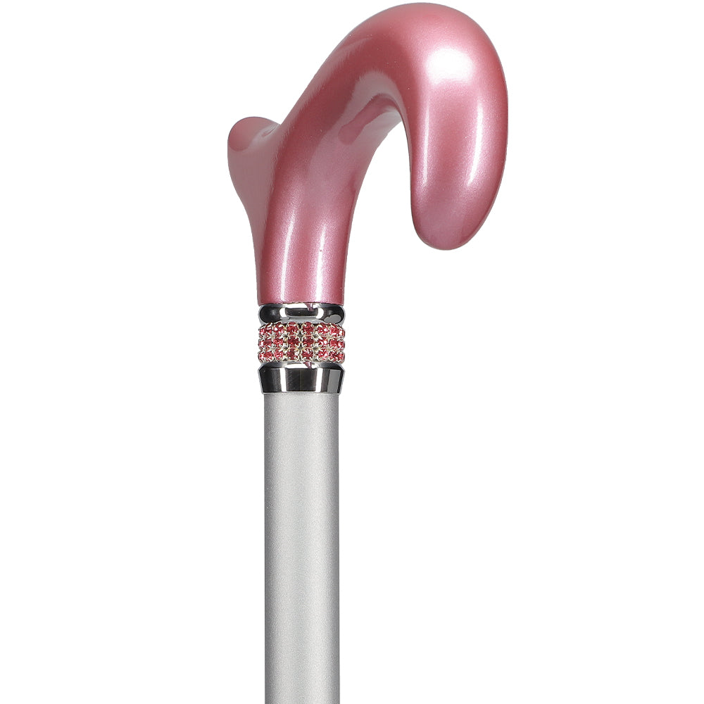 Chic Pink Pearlz Rhinestone Adjustable Orthopedic Derby Cane