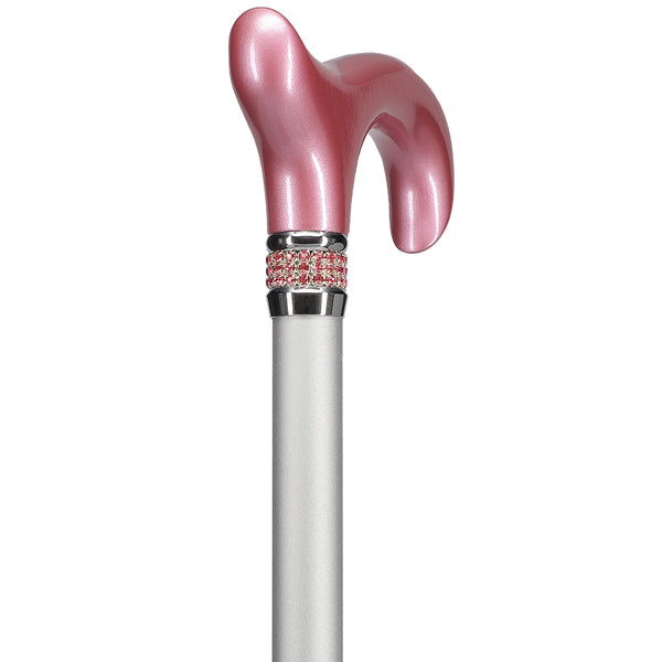 Chic Pink Pearlz Rhinestone Adjustable Orthopedic Derby Cane