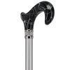 Scratch and Dent Black Marble Designer Derby Handle Walking Cane w/ Rhinestone Collar V2158